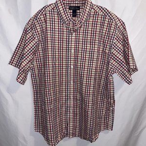 Keeler Bay Men’s Shirt XL Plaid Red Blue Short Sleeve